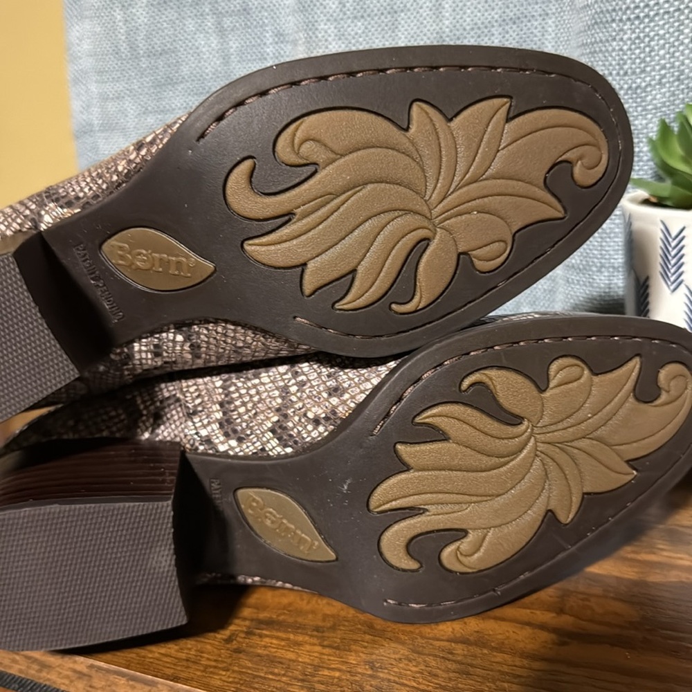 Born Brown Python Snakeskin Audriana Tall Heeled Boot Suede Fall Mobwife Sz 7.5M - Picture 5 of 13